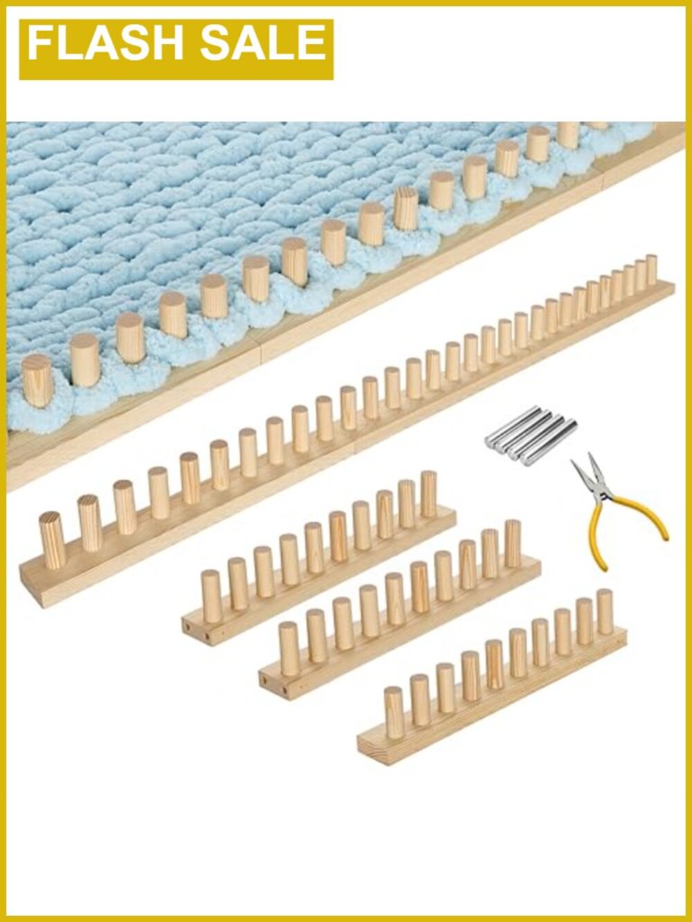 46" Chunky Blanket Loom Solid Wood Adjustable Knitting Kit for Adults